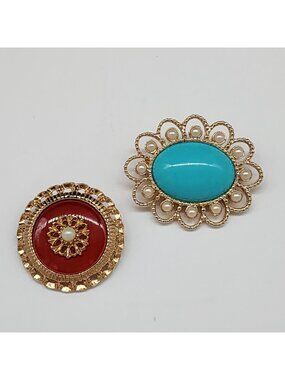 2 Sarah Coventry Westminster Brooch & Oval Blue Cabochon Brooch Vintage